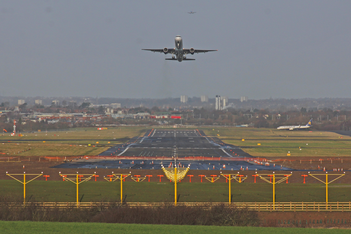 Aircraft departing from Birmingham Airport